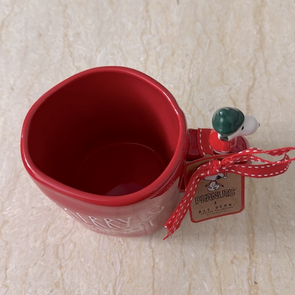 NWT Rae Dunn X Peanuts “Merry & Bright” Snoopy Tea/ Coffee Mug - Picture 6 of 8